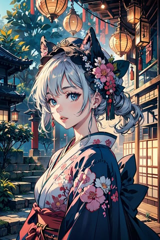 A girl, wearing kimono, Japanese traditional garden, a sakura tree, flowers, day, (Cinematic lighting, ethereal light, intricate details, extremely detailed, incredible details, full colored), complex details, hyper maximalist, gorgeous light and shadow, detailed decoration, detailed lines. masterpiece, best quality, HDR, UHD, unreal engine. looking at the camera, fair skin, beautiful face,More Detail,photo of perfecteyes eyes,anime girl