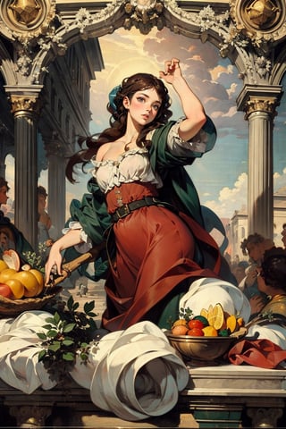 1 girl, a harvester with sweet smile, Renaissance beauty, by Raphael, masterpiece,renaissance,edgRenaissance,
