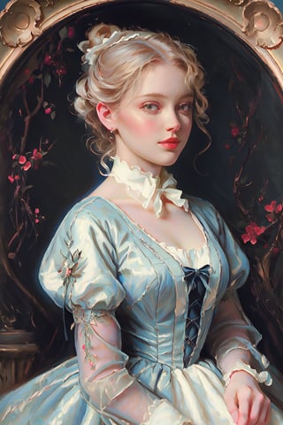 A girl in the Victorian era, promenade attire, coordinated colors. outdoor, (masterpiece, top quality, best quality, official art, beautiful and aesthetic:1.2), (1girl:1.4), blonde hair, extreme detailed, highest detailed,oil painting