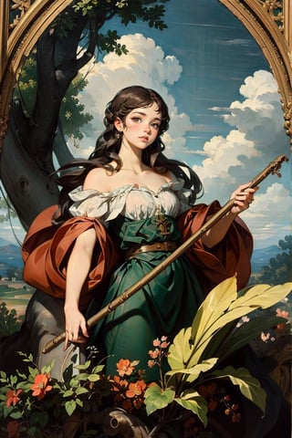 1 girl, a harvester with sweet smile, Renaissance beauty, by Raphael, masterpiece,renaissance,edgRenaissance,