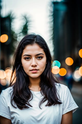 instagram photo, closeup face photo of 18 y.o swedish woman in dress, beautiful face, makeup, night city street, bokeh, motion blur
,Plump going to bus
