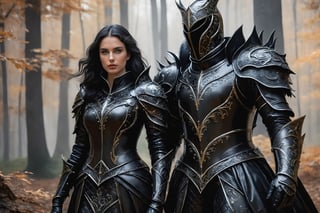 masterpiece, high_res, high quality,
stunningly beautiful splash art of a black knight and queen in a forest, They must be incredibly attractive, faces visible, 15th century leather armor. ((((Over the top of her suit they wear a loose cloak)))). The picture should be epic and memorable. Incredibly meticulous attention to detail. The result should be a combination of handwritten painting and realistic graphics. Use the experience of the best video game studios.
 
,Leonardo Style,DonMN1gh7D3m0nXL