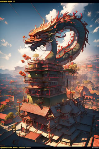 dragon,archiaerialview, architecture, trees, sunset, line, architecture, building  , masterpiece,best quality,super detailed,realistic,photorealistic, 8k, sharp focus,a photo of a building,dragon-themed