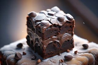 one brownie, macro photography, close-up, hyper detailed, sharp focus, studio photo, intricate details, highly detailed,booth