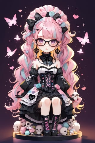 1girl, STICKER ART, pastel goth, Catholicpunk aesthetic art, gloved hands, cute Little girl, goth girl in a fusion of Japanese-inspired Gothic punk fashion, glasses, skulls, dark, goth. black gloves, tight corset, black tie, incorporating traditional Japanese motifs and punk-inspired details,Emphasize the unique synthesis of styles, (symbol\), pastel goth,dal,colorful,chibi emote style,artint,score_9, score_8_up ,heavy makeup, earrings,candycore outfits,pastel aesthetic,Maximalism Pink Lolita Fashion,
Clothes with kawaii prints inspired by Decora, cute pastel colors, heart ,emo, kawaiitech, dollskill,chibi