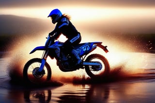movie cover with action scene, setting and realistic style movie, ultra realistic photo style, without captions or text on the photo, sunset, A guy in an office business suit and a motorcycle helmet does extreme stunts in the mud on a cross bike, many many dirt around, face close-up, (extremely realistic pubic hair:1.7), (high angle shot:1.7), 30-year-old guy, (perfect sculpted cross bike:1.2), (perfect sculpted office business suit:1.2), (perfect sculpted motorcycle helmet:1.2), (very detailed shapely bike), (very detailed shapely office busiess suit), detailed background, ultra-realistic, photorealistic, 8k UHD, DSLR, extra sharp, professional photography, soft lighting, warm lighting, more detail XL, realistic, (NSFW:1.2), best quality, ultra-high resolution, dim light, ultra-detailed, hyperrealistic photography, two legs, two hands, extreme posing, black gloves, lightnings and fog around, maximum atmospheric photo, more rich neon lights and colors, the suit should be an office suit, not a motorcycle suit!, the mud flies in waves and chunks in all directions, spotlights shine,LegendDarkFantasy,glitter,Gigantic breasts,skpleonardostyle,niji5,Explosion Artstyle