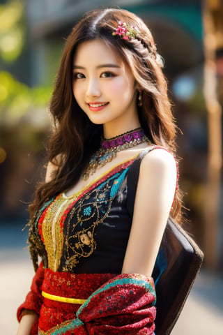 Masterpiece, best quality, super detailed, 
beautiful 20 years old Taiwanese girl, solo,
front shot,
exposed shoulders,
Side glance pose,
Hourglass full body, 
realistic portrait,
Flower Hair clip,
Fringe,
long hair,
brown Alluring eyes,
smile,
Elegant hands,
beaded bracelet,
beautiful Slim long leg,
high heels, 
Qipao,