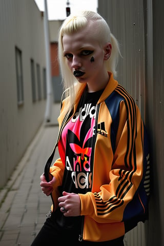 ADIDAS CAMPERA  model albino woman,more detail XL,clothes punk anarchist ,
