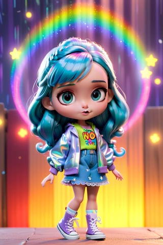 Blythe doll style holografic style ,noc-wfhlgr,disney pixar style