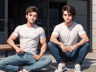 Body: Male, medium build, slightly muscular.
Appearance: Blue or dark brown eyes, radiant smile, full of energy.
Attire: A simple T-shirt, jeans, comfortable sneakers.
Hairstyle: Short hair or neatly trimmed, giving a tidy and neat appearance.