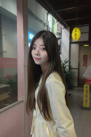 long hair, 1girl, looking at viewer,in taiwan,reality