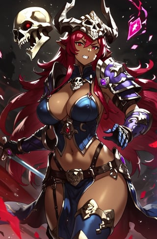  score_9, score_8_up, score_7_up, masterpiece, best quality, highres, AoiDef, 1mature female,fallen paladin,sword,wizard, cast magic,fantasy world, Skull helmet in head in the of with skulls,shards,monster girl,source_furry, armor,Beautiful armor,pretty eyes,source_questionable,muy,angry,curvy,dark background,red eyes,(dark skin),more details,wide hips,piglet,!!style,Expressiveh