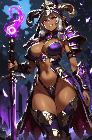  score_9, score_8_up, score_7_up, masterpiece, best quality, highres, AoiDef, 1mature female,fallen paladin,sword,wizard, cast magic,fantasy world, Skull helmet in head in the of with skulls,shards,monster girl,source_furry, armor,Beautiful armor,pretty eyes,source_questionable,muy,angry,curvy,dark background,red eyes,(dark skin),more details,wide hips,piglet,!!style,Expressiveh