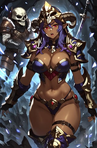  score_9, score_8_up, score_7_up, masterpiece, best quality, highres, AoiDef, 1mature female,fallen paladin,sword,wizard, cast magic,fantasy world, Skull helmet in head in the of with skulls,shards,monster girl,source_furry, armor,Beautiful armor,pretty eyes,source_questionable,muy,angry,curvy,dark background,red eyes,(dark skin),more details,wide hips,piglet,!!style,Expressiveh