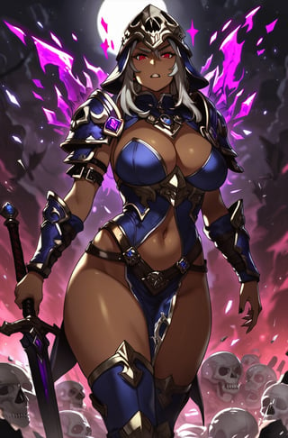  score_9, score_8_up, score_7_up, masterpiece, best quality, highres, AoiDef, 1mature female,fallen paladin,sword,wizard, cast magic,fantasy world, Skull helmet in head in the of with skulls,shards,monster girl,source_furry, armor,Beautiful armor,pretty eyes,source_questionable,muy,angry,curvy,dark background,red eyes,(dark skin),more details,wide hips,piglet,!!style,Expressiveh