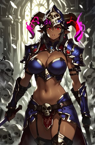  score_9, score_8_up, score_7_up, masterpiece, best quality, highres, AoiDef, 1mature female,fallen paladin,sword,wizard, cast magic,fantasy world, Skull helmet in head in the of with skulls,shards,monster girl,source_furry, armor,Beautiful armor,pretty eyes,source_questionable,muy,angry,curvy,dark background,red eyes,(dark skin),more details,wide hips,piglet,!!style,Expressiveh