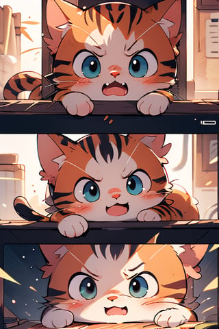 ((masterpiece,best quality)), cinematic composition, one  cat ,angry expression,Side face,hmochako,dr24jab,Color Booster,bright,Storyboard