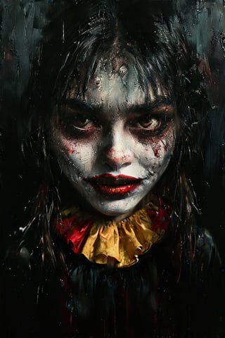 photorealistic and dressed like a clown, bright light, smiling, front view
,LegendDarkFantasy,DonM3v1lM4dn355XL ,darkart,Asian Girl,ghost person