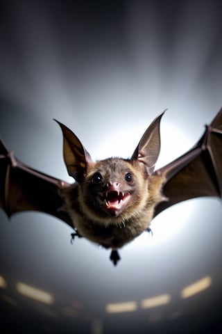 8K, UHD, perspective macro shot, photo-realistic, bat
flying straight towards camera (head-on:1.2) centered, looking perfectly ahead, perfect lighting, speed movements, slow shutter speed, motion blur,
