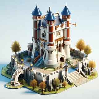 8k, RAW photos, top quality, masterpiece: 1.3),
 medieval tower,Citadel,Fortress,Fortified city
, miniature, landscape, depth of field, ladder,  from above, English text, isometric style, simple background, white background,3d isometric,steampunk style,ff14bg,DonMSt33lM4g1cXL,DonMD0n7P4n1cXL,LEGO MiniFig