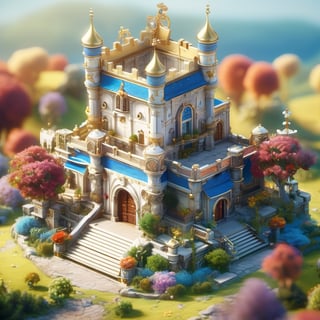8k, RAW photos, top quality, masterpiece: 1.3),
Luxury Blue Babylon castle with different colors of flowers and trees outside the castle
, miniature, landscape, depth of field, ladder,  from above, English text,architecture, tree, potted plants, isometric style, simple background, white background,3d isometric,steampunk style,ff14bg,DonMSt33lM4g1cXL,DonMD0n7P4n1cXL