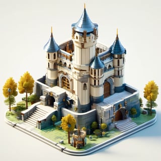 8k, RAW photos, top quality, masterpiece: 1.3),
 medieval tower,Citadel,Fortress,Fortified city
, miniature, landscape, depth of field, ladder,  from above, English text, isometric style, simple background, white background,3d isometric,steampunk style,ff14bg,DonMSt33lM4g1cXL,DonMD0n7P4n1cXL,LEGO MiniFig