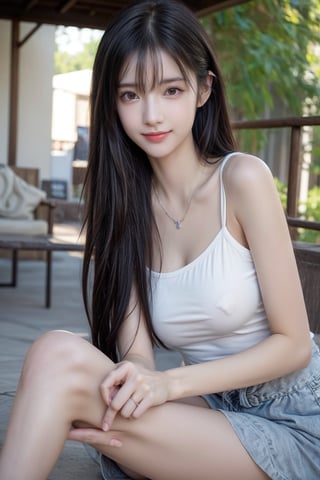 (Best quality, 8k, 32k, Photorealistic, UHD:1.2),

lifelike rendering, Photo of Pretty Japanese woman,  18yo,double eyelids, highly details glossy eyes, glossy full lips, exquisite facial, natural medium-large breasts, (slender legs:1.2), soft curves, (pale skin:1.3), exquisite skin texture, necklace with a tiny charm, shape focus,, ray tracing,  detailed hair, detailed fabric rendering,

 charming face, smile,