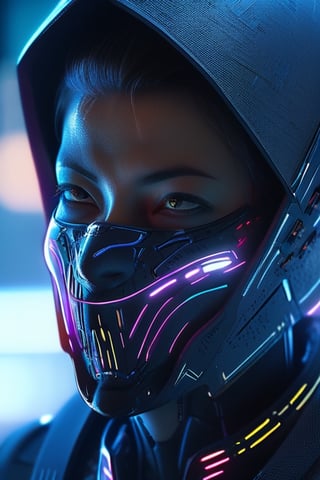 woman, cyberpunk face, without eyes, no eyes, futuristic, cyberpunk, extremely detailed texture, ultra-realistic, cinematic lighting, photorealistic, cinematographic, atmosphere of suspicion, terror scene, ultra realistic, extremely detailed