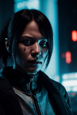 woman, cyberpunk face, without eyes, no eyes, futuristic, cyberpunk, extremely detailed texture, ultra-realistic, cinematic lighting, photorealistic, cinematographic, atmosphere of suspicion, terror scene, ultra realistic, extremely detailed