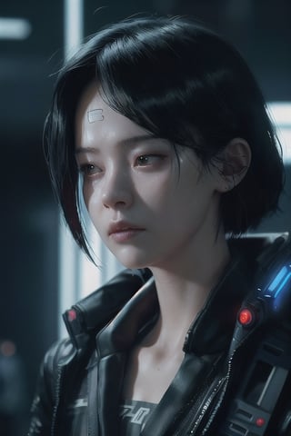 woman, cyberpunk face, without eyes, no eyes, futuristic, cyberpunk, extremely detailed texture, ultra-realistic, cinematic lighting, photorealistic, cinematographic, atmosphere of suspicion, terror scene, ultra realistic, extremely detailed