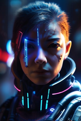 woman, cyberpunk face, without eyes, no eyes, futuristic, cyberpunk, extremely detailed texture, ultra-realistic, cinematic lighting, photorealistic, cinematographic, atmosphere of suspicion, terror scene, ultra realistic, extremely detailed