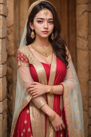 lovely  cute  young  attractive  indian  teenage  girl  in a beautiful Indian dress,  23  years  old  ,  cute  ,  an  Instagram  model  ,  long  blonde_hair  ,  winter  ,  „  Indian 