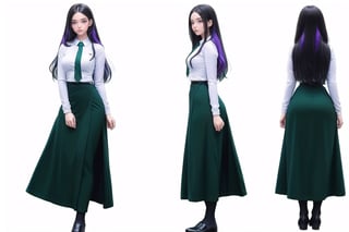 (masterpiece), 1 girl,22 years old, best quality, expressive eyes, perfect face,  green eyes,  ,narrow waist, full_body , looking-at-viewer, purple hair,long_hair,no background,school uniform,wearing acmmsayarma outfit