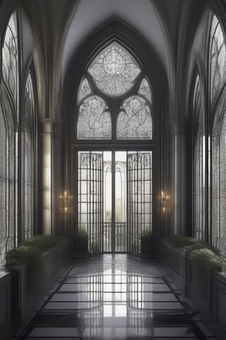 Certainly! Here's a detailed prompt for an AI image generator:

Title: Modern Gothic Mansion

Description:
Generate an image of a modern mansion inspired by Gothic architecture, blending luxurious contemporary elements with traditional Gothic features. The mansion should exude opulence and grandeur while maintaining a sleek, minimalist aesthetic. Focus on incorporating the following key elements:

1. Architecture: The mansion should feature high arches, pointed arch windows, and intricate stone detailing reminiscent of Gothic cathedrals. However, these elements should be interpreted in a modern context, with clean lines and geometric precision.

2. Monochrome Stained Glass Window: A prominent feature of the mansion should be a large stained glass window in a monochrome color scheme. The design of the stained glass should be intricate yet contemporary, perhaps featuring abstract geometric patterns or stylized representations of nature.

3. Symmetry and Balance: The exterior of the mansion should emphasize symmetry and balance, with a centrally located main entry flanked by identical wings or towers on either side. Pay attention to the proportions and scale of the various architectural elements to achieve visual harmony.

4. Luxurious Details: Incorporate luxurious materials such as polished marble, sleek metal accents, and floor-to-ceiling glass panels to add a modern touch to the Gothic-inspired design. Consider adding elements like a fountain in the courtyard, ornate wrought iron gates, or sculptural garden features to enhance the sense of extravagance.

5. Lighting: Pay special attention to lighting to create dramatic effects and highlight the architectural features of the mansion. Utilize soft exterior lighting to illuminate the façade and accentuate the contours of the building, while also ensuring that the stained glass window casts a captivating glow both day and night.

Please ensure that the final image captures the essence of a modern Gothic mansion, striking a balance between historical inspiration and contemporary sophistication.