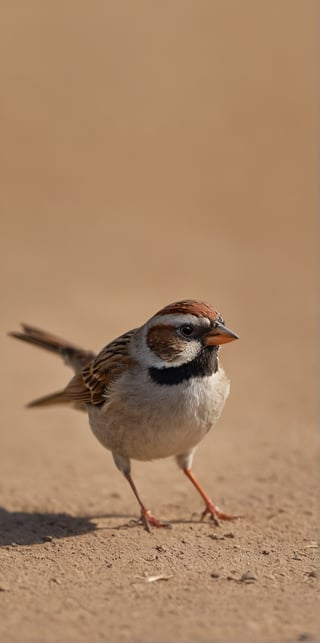 Hyper-realistic close-up photo, close-up of a sparrow from the side. The sparrow is on an African plain. The sparrow is running on the plain at full speed, you can see the movement and its great speed is demonstrated. It is day. The light creates a contrast of shadows on the animal. Beautiful scene, ultra detailed, hyperrealistic, colorful, distant.