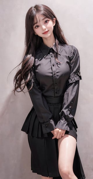 (((((Top_button_collared_black_long_sleeve_shirt:1.5))))),((((long_skirt)))),(((((front_viewed,far_body_shot,viewed_from_high_level_shot:1.5))))),(((((extra_long_hair_with_complete_fringes_with_blurry:1.5))))),((((looking_at_viewer:1.5)))),(beautiful and aesthetic:1.4),((((cute_smiling_happy_face:1.4)))),((((round cheeks, high-bridged nose, plastic surgery round eyes:1.5)))), (((Kpop_style_poses:1.4))),((((empty_png_background:1.5)))),
perfect.,Bomi,Enhance,Model ,Asian ,eungirl,((((1girl)))).,((Perfect lips)).,perfect light,ShokoKomidef,JeeSoo ,Indonesiadoll,chinatsumura