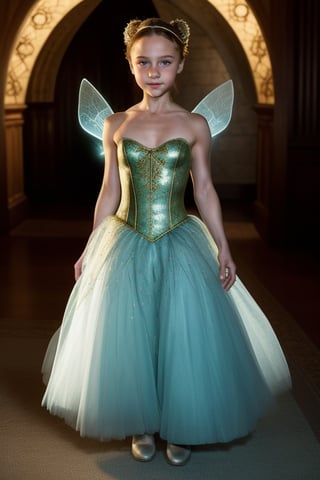 Tinker Bell, full Body View ((Tami Stronach)) Emilia Clarke, 8 years old, in princess costume with full lips, Tami Stronach,Tami Stronach