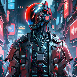 4k, anime, cyberpunk, cyber city, solo, male, no humans, faceless, upper body, blue galaxy helmet, sci-fi