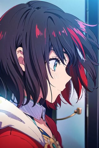   Topaz_(Honkai: Star Rail), detailed cg, anime picture, anime_screencap, chromatic_background, depth of field, blurry_background,1girl, solo ,black-hair, best_quality, high_resolutionm, Detailedface, colorized, look, red hair tips, japanese_clothes, room background, beatifull_eyes, perfect_skin, full_body, 