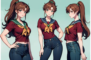 Beauituful,Conceptart, Aiart , Cute, Sailor Jupiter Red t-shirt and black jeans in Philadelphia
,aausagi,smjupiter