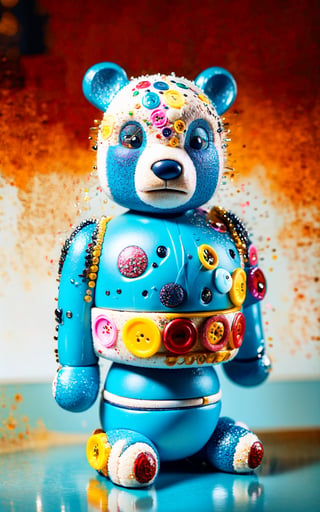 Exquisite trendy toys, big ears bear head, human body, acrylic material, reflective, bear face simple, like BEETLE BE@RBRICK, placed in the outer space,perfect light,DonMN33dl3P1ll0w