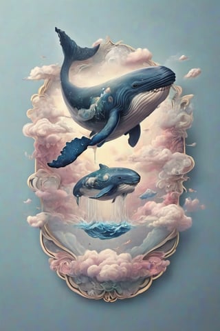  Create a big whale, suspended in the air, in the sky, between clouds, the clouds ,sticker,fluttershysaidsyayyy,T-shirt design,tshirt design,in style of tr4dt4t,TSHIRT DESIGN, traditional tattoo,illustration,darktattoo,Stickers,3D Render Style,style,cutegirlmix,BugCraft