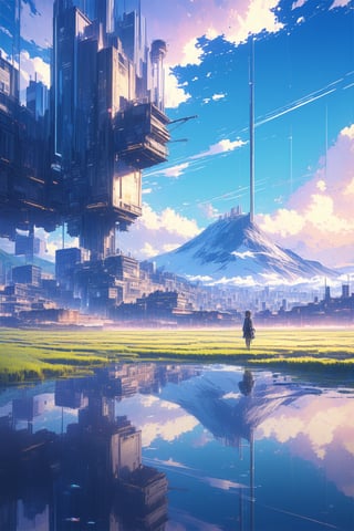//Quality, (Masterpiece:1.4), (Detailed), ((Best Quality),/(Caliphos:1.4), (Floating City, Sky Floating City Landscape: 1.4), (Reflections, Mountains, Field: 1.4), Landscape, (Horizontal: 1.3), Surreal Elements, Glitch, (Data Code:1.3), (Glitch Effect:1.3), (Cyberpunk:1.2), 1girl, (Short Twin Tail), (White:1.3), (Bluehead:1.1), (Wide_shot:1.4), mid_shot