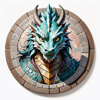 Dragon Portrait Standing on Wooden Plates in Round Stone Pavement, Close Shot (CS), Standing, Looking Straight | (White Background: 1.2), Simple Background | Medieval, Pastel Mute Color, Digital Art, 8K Resolution, Super Quality, Watercolor, Popular in Art Stations, Complex Details, Very Detailed, Greg Rutkowski