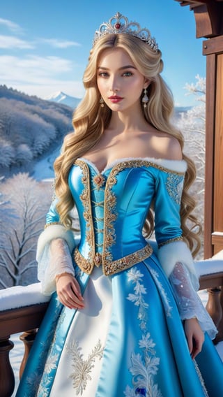 best quality, masterpiece,	
Amidst the winter wonderland of Japen, a beautiful girl with very long wavy blonde hair stands out against the snow-covered landscape, embodying the elegance of Rococo style. Her attire, a harmonious blend of the latest fashion trends and traditional Russian elements, dazzles with ornate jewelry that sparkles like the icy terrain around her. This enchanting scene, set against the backdrop of a quintessential Japen setting, showcases her as a modern-day princess, bridging the gap between the opulence of the past and the chic style of the present.
ultra realistic illustration, siena natural ratio, ultra hd, realistic, vivid colors, highly detailed, UHD drawing, perfect composition, ultra hd, 8k, he has an inner glow, stunning, something that even doesn't exist, mythical being, energy, molecular, textures, iridescent and luminescent scales, breathtaking beauty, pure perfection, divine presence, unforgettable, impressive, breathtaking beauty, Volumetric light, auras, rays, vivid colors reflects.