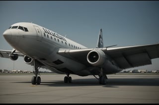 A scene from "Casablanca" movie. monocromatic, 1950s airplane in the background