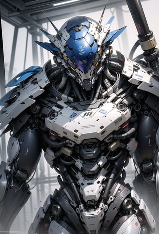 imagine cyberbots chrome skin enforcement kingfisher robot with his android rider, glass porcelain intricate mechanical detail, iconic photography, --niji 6 --sty --niji 6 --style raw