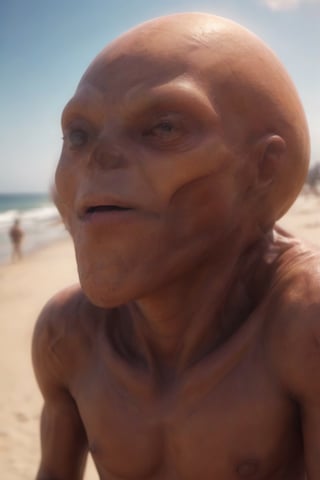 Hyper Realistic view ,8k photos,horrific, martian beings,enjoy themselves ona nice sunny day at the beach,pov_eye_contact,graphic in detail,3D,Cartoon,ADD MORE DETAIL