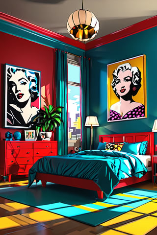 bedroom, indoor, pov shot, [3D:7], [pop art:2], masterpiece, best quality, highres,SDXL,scenery