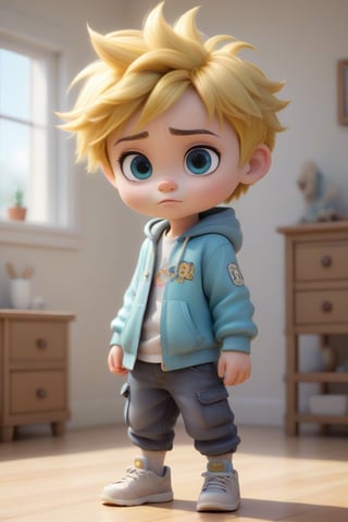 4d photographic image of full body image of a cute little chibi boy, surreal, gold hair, vivid colours octane render trending on artstation, artistic photography, photorealistic concept art, soft natural volumetric cinematic perfect light, UHD white background, Dream House, Disney style, Disney Pixar style,score_9, modern Disney, SDXL,Cartoon,photo r3al,better photography,Beauty,1girl,Disneystyle,cartoon